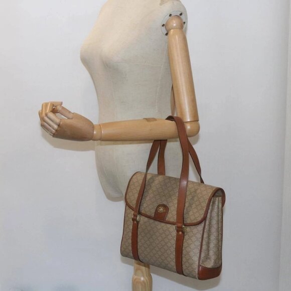 CELINE Macadam Canvas Shoulder Bag Beige Auth - Picture 1 of 16